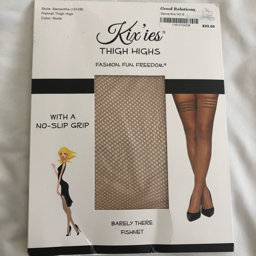 Kix’ies Thigh Highs Nude fishnet stockings